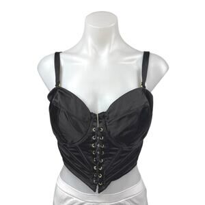 ASOS Black Sleeveless Lace Up Underwired Corset Bustier Crop Top Size 10E/F